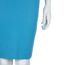 Pre Owned Dsquared2 Blue Knit Cutout Backless Embellished Sleeveless Dress M