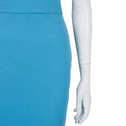 Pre Owned Dsquared2 Blue Knit Cutout Backless Embellished Sleeveless Dress M
