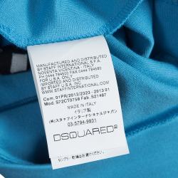 Pre Owned Dsquared2 Blue Knit Cutout Backless Embellished Sleeveless Dress M