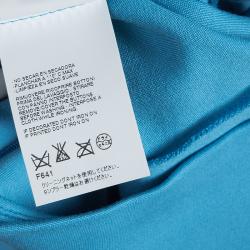 Pre Owned Dsquared2 Blue Knit Cutout Backless Embellished Sleeveless Dress M