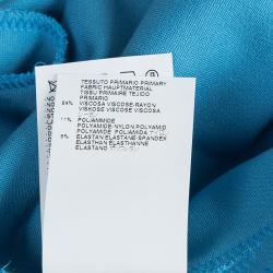 Pre Owned Dsquared2 Blue Knit Cutout Backless Embellished Sleeveless Dress M