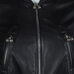 DSquared2 Black Leather Bomber Jacket M