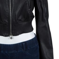 DSquared2 Black Leather Bomber Jacket M