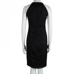 Pre Owned Dsquared2 Black Leather Trim Sleeveless Dress M