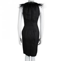 Pre Owned DSquared2 Black Silk Feather Detail Embellished Sleeveless Dress S