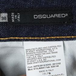 Pre Owned Dsquared2 Blue Dark Wash Denim Cropped Metallic Hem Jeans S