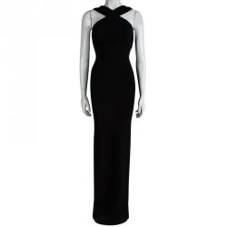 Pre Owned Dsquared2 Black Cross Front Detail Maxi Dress XS