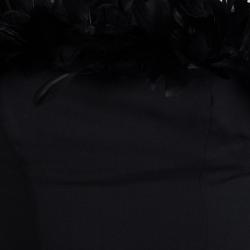 Pre Owned Dsquared2 Black Wool Goose Feather Detail Strapless Dress S