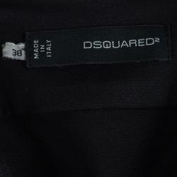 Pre Owned Dsquared2 Black Wool Goose Feather Detail Strapless Dress S