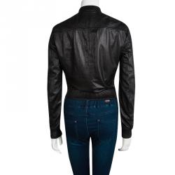 Pre Owned Dsquared2 Black Lamb Leather Bomber Jacket M