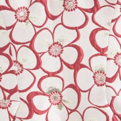 Pre Owned Dsquared2 Cream and Red Floral Lurex Jacquard Strapless Dress S