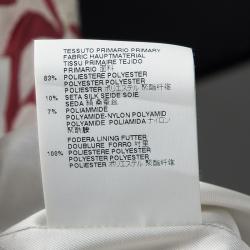 Pre Owned Dsquared2 Cream and Red Floral Lurex Jacquard Strapless Dress S