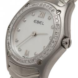 Pre Owned Ebel Mother of Pearl Stainless Steel Diamond Classic Women's Wristwatch 27MM