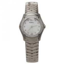 Pre Owned Ebel Mother of Pearl Stainless Steel Diamond Classic Women's Wristwatch 27MM