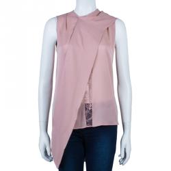 Elie Saab Blush Pink Lace Insert Sleeveless Top S