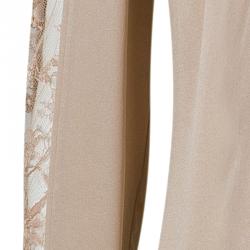 Pre Owned Elie Saab Nude Silk Lace-Detail Full Sleeve Top M