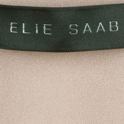 Pre Owned Elie Saab Nude Silk Lace-Detail Full Sleeve Top M