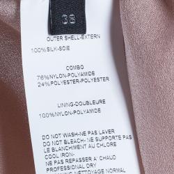 Pre Owned Elie Saab Nude Silk Lace-Detail Full Sleeve Top M