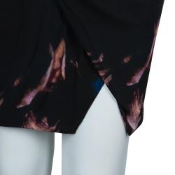 Pre Owned Elie Saab Black Floral Print Dress M