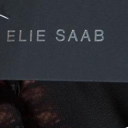 Pre Owned Elie Saab Black Floral Print Dress M