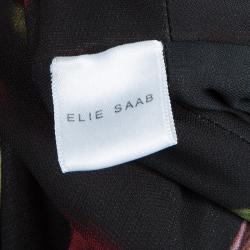 Pre Owned Elie Saab Black Floral Print Dress M