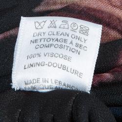 Pre Owned Elie Saab Black Floral Print Dress M