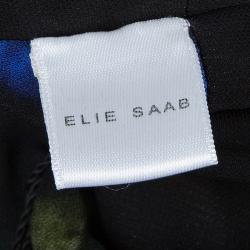 Pre Owned Elie Saab Black Floral Print Dress S