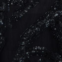 Elie Saab Black Mesh Overlay Sequin Embellished Top L