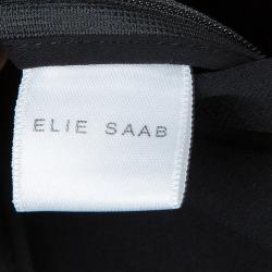 Elie Saab Black Mesh Overlay Sequin Embellished Top L