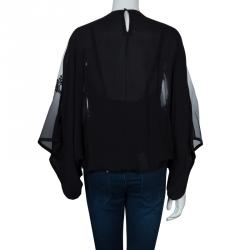 Elie Saab Black Mesh Overlay Sequin Embellished Top M