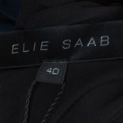 Elie Saab Black Mesh Overlay Sequin Embellished Top M