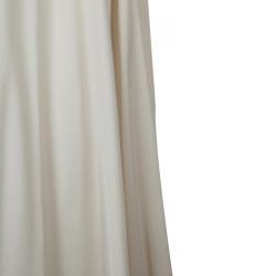 Pre Owned Elie Saab Cream Double Front Slit Detail Silk Maxi Skirt S