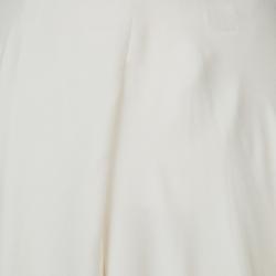 Pre Owned Elie Saab Cream Double Front Slit Detail Silk Maxi Skirt S