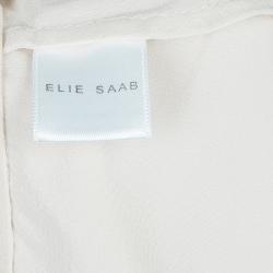 Pre Owned Elie Saab Cream Double Front Slit Detail Silk Maxi Skirt S