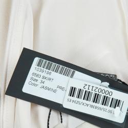 Pre Owned Elie Saab Cream Double Front Slit Detail Silk Maxi Skirt S