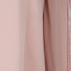 Pre Owned Elie Saab Blush Pink Lace Detail Long Sleeve Silk Blouse S