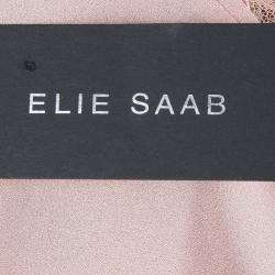 Pre Owned Elie Saab Blush Pink Lace Detail Long Sleeve Silk Blouse S