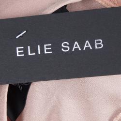 Elie Saab Blush Pink Lace Detail Long Sleeve Silk Blouse M
