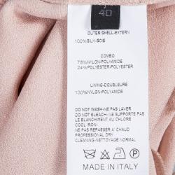 Elie Saab Blush Pink Lace Detail Long Sleeve Silk Blouse M