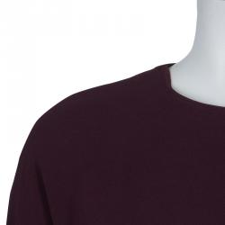 Pre Owned Elie Saab Burgundy Long Sleeve Peplum Top M