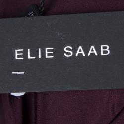 Pre Owned Elie Saab Burgundy Long Sleeve Peplum Top M