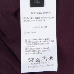 Pre Owned Elie Saab Burgundy Long Sleeve Peplum Top M