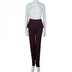 Pre Owned Elie Saab Burgundy High Waist Trousers M