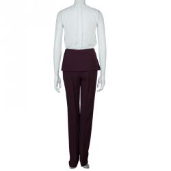 Pre Owned Elie Saab Burgundy High Waist Trousers M