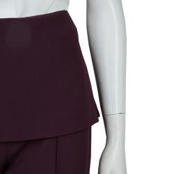 Pre Owned Elie Saab Burgundy High Waist Trousers M