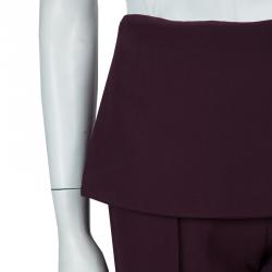 Pre Owned Elie Saab Burgundy High Waist Trousers M