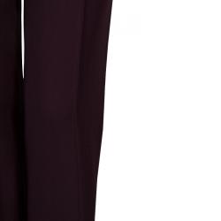 Pre Owned Elie Saab Burgundy High Waist Trousers M