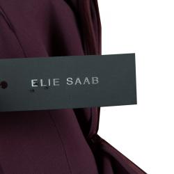Pre Owned Elie Saab Burgundy High Waist Trousers M