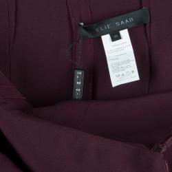 Pre Owned Elie Saab Burgundy High Waist Trousers M