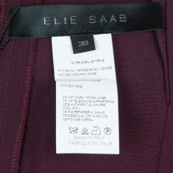 Pre Owned Elie Saab Burgundy High Waist Trousers M